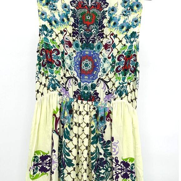 Hemant & Nandita Embroidered Silk Canaria Maxi Dress Large - Picture 4 of 9
